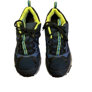 Merrell Blue and Black Waterproof Hiking Shoes with Neon Accents